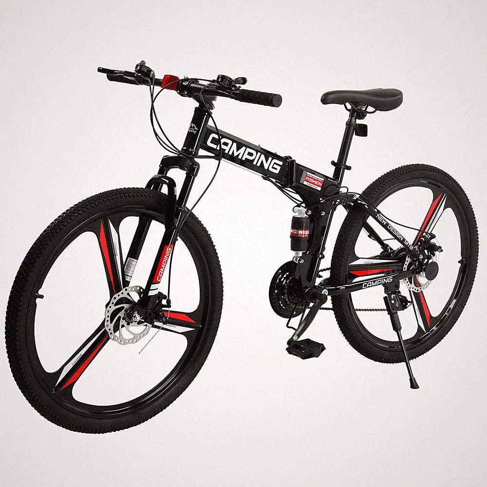 26 in Folding Mountain Bike Full Suspension MTB Bikes 21 Speeds Bicycle